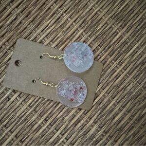 Handmade Resin Elegant Gold and Silver Dangle Earrings